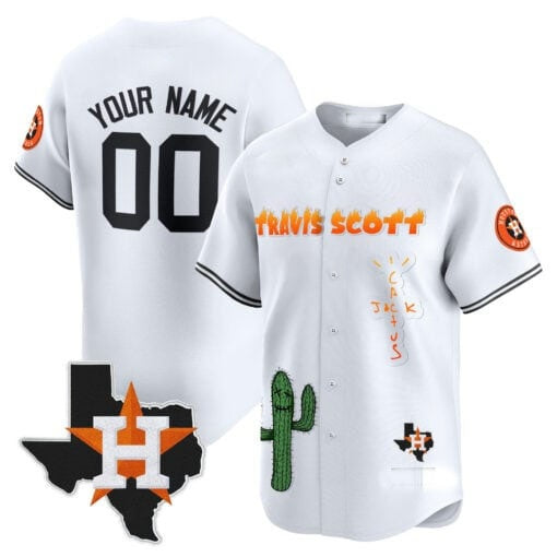 Custom Houston Astros Cactus Jack Patch Vapor Premier Limited Jersey V9 ¨C White HOLBERT