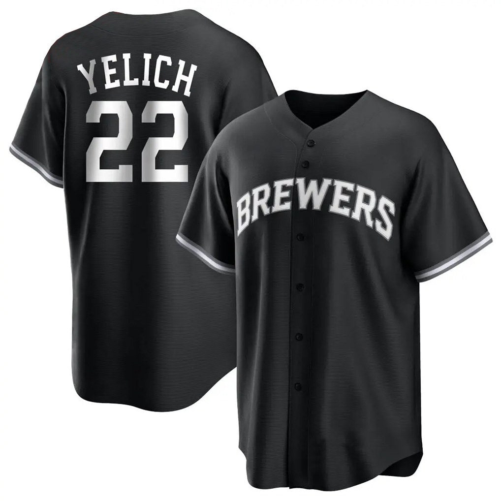 Milwaukee Brewers #22 Christian Yelich Player Black HOLBERT Game Home Stitched Jerseys