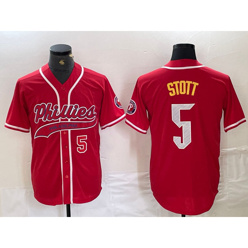 Philadelphia Phillies #5 Bryson Stott Number Red HOLBERT Cool Base Stitched Jerseys