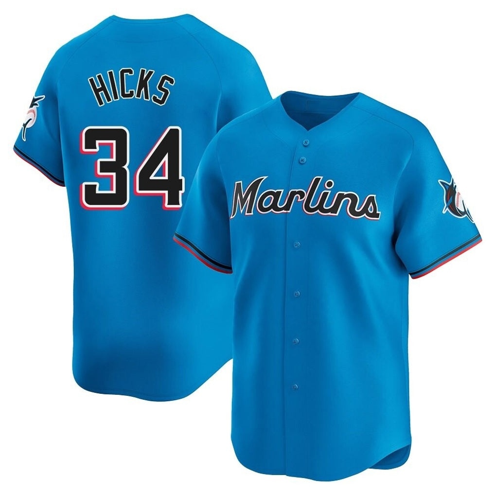 Miami Marlins #34 Liam Hicks Player Blue HOLBERT Home Limited Stitched Jerseys