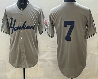 New York Yankees #7 Mickey Mantle Grey HOLBERT Without Name Limited Jersey