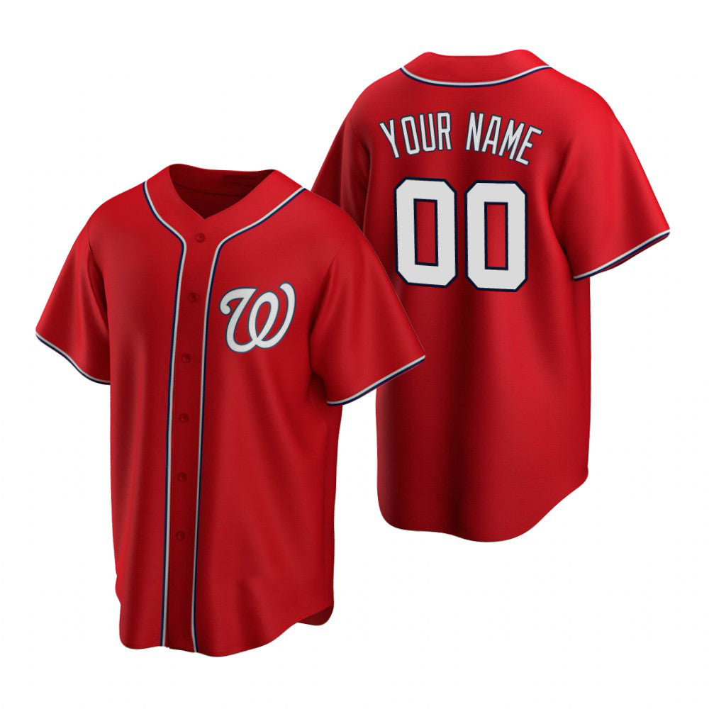 Custom Washington Nationals Red HOLBERT Stitched Cool Base Jersey