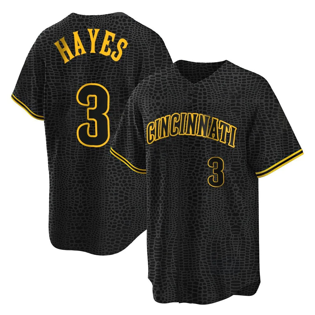 Cincinnati Reds #3 Ke'Bryan Hayes Player Black HOLBERT Snake Skin City Home Stitched Jerseys