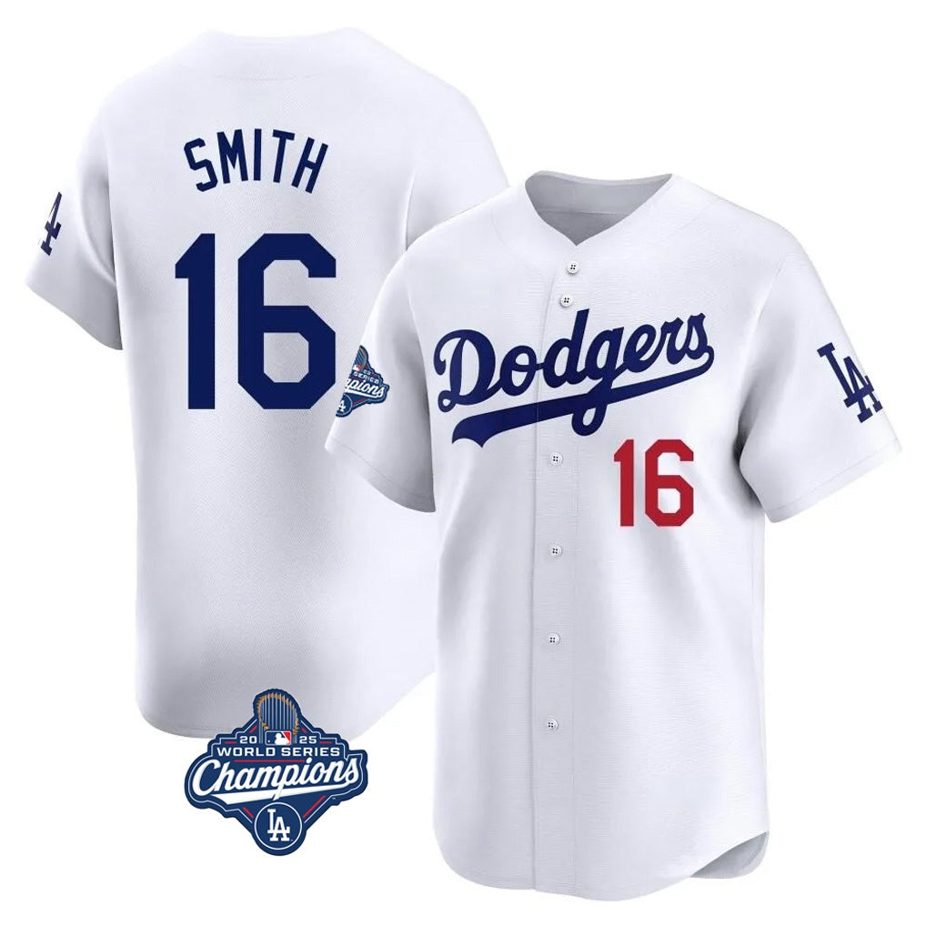 Los Angeles Dodgers #16 Will Smith Player White HOLBERT World Series Meet Limited Home Stitched Jerseys