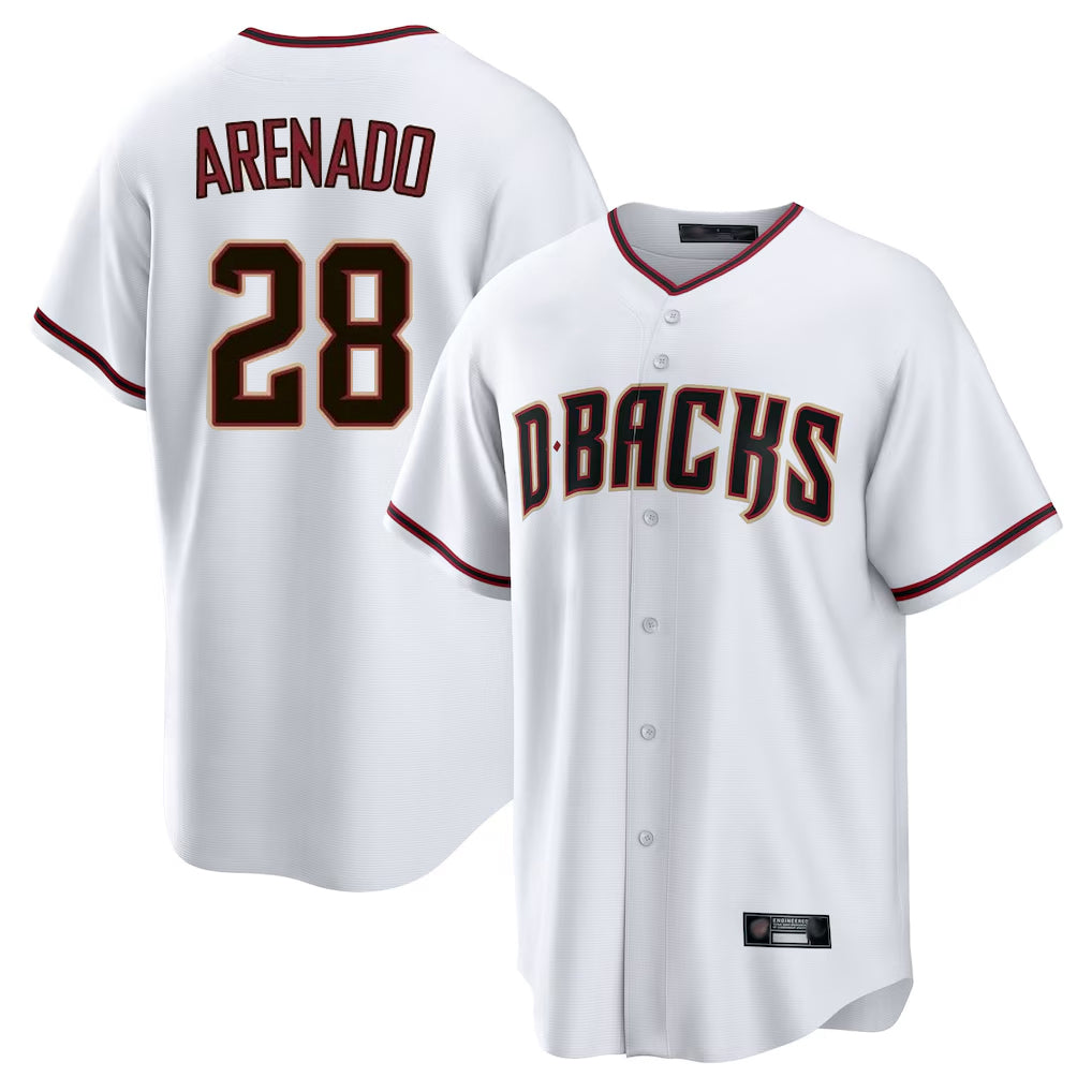 Arizona Diamondbacks #28 Nolan Arenado Player White HOLBERT Home Game Stitched Jerseys