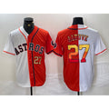 Houston Astros #27 Jose Altuve Number White Orange HOLBERT Split Stitched Jersey