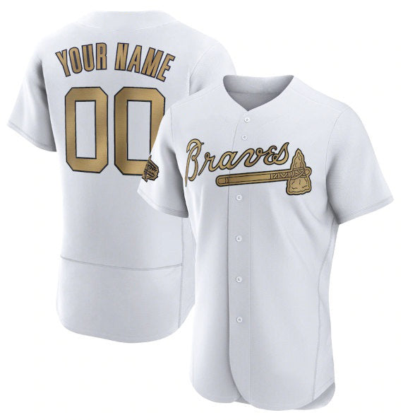 Custom Atlanta Braves Active Player White HOLBERT 2022 All-Star Flex Base Stitched Jersey