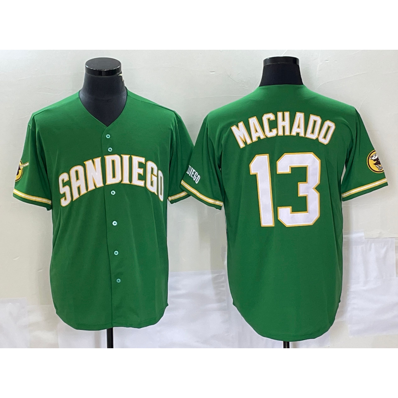San Diego Padres #13 Manny Machado Green HOLBERT Cool Base Stitched Jersey 2
