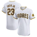 San Diego Padres #23 Fernando Tatis Jr. White HOLBERT Home Elite Jersey