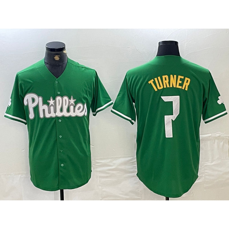 Philadelphia Phillies #7 Trea Turner Kelly Green HOLBERT Cool Base Jersey