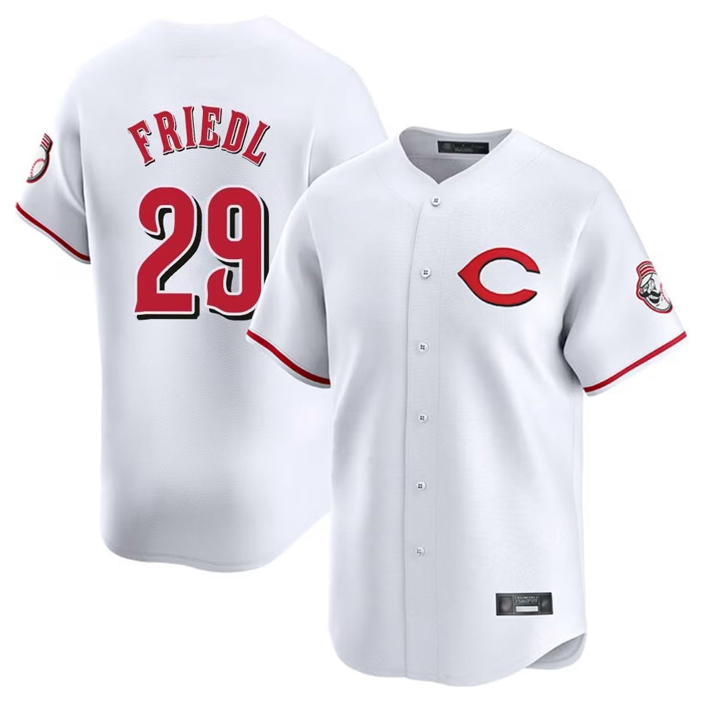 Cincinnati Reds #29 TJ Friedl Player White HOLBERT Limited Home Stitched Jerseys
