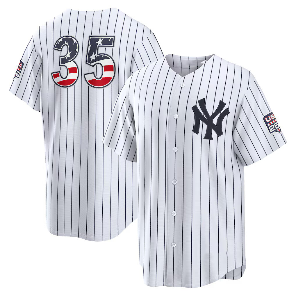 New York Yankees #35 Cody Bellinger USA 250 Fourth of July Home Stadium Jersey - White HOLBERT