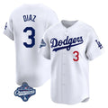 Los Angeles Dodgers #3 Edwin D¨ªaz Player White HOLBERT World Series Meet Limited Home Stitched Jerseys