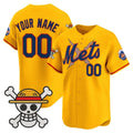 Custom New York Mets x One Piece Gold HOLBERT Vapor Premier Limited Jersey - Stitched