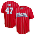 Miami Marlins #47 John King Player Red HOLBERT City Connect Home Game Stitched Jerseys
