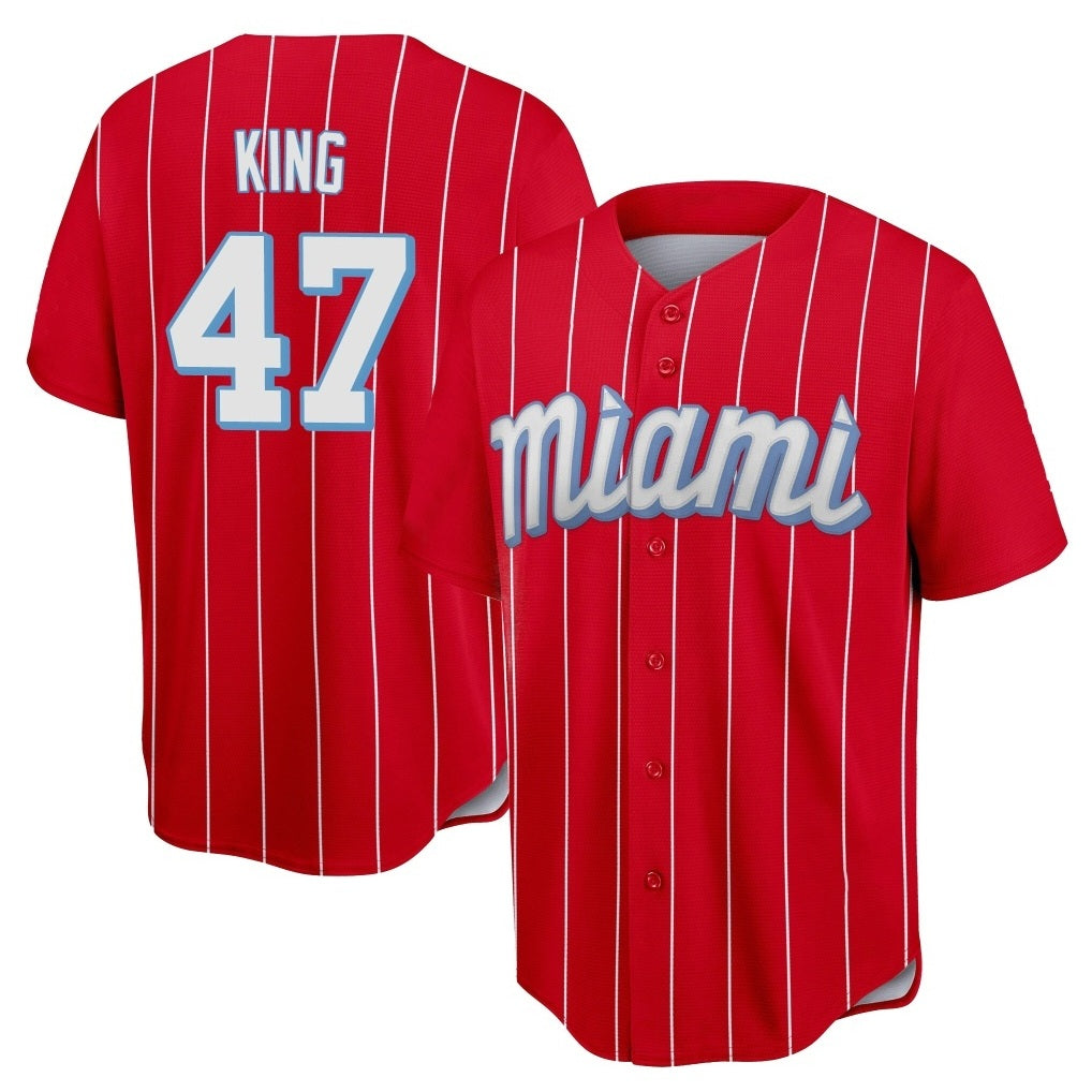 Miami Marlins #47 John King Player Red HOLBERT City Connect Home Game Stitched Jerseys
