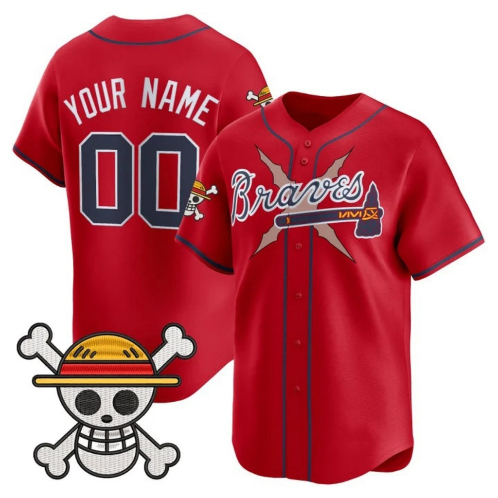 Custom Atlanta Braves x One Piece Red HOLBERT Vapor Premier Limited Jersey - Stitched