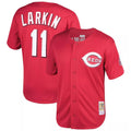Cincinnati Reds #11 Barry Larkin Player Red HOLBERT Mitchell & Ness Throwback Cooperstown Mesh Game Stitched Jerseys
