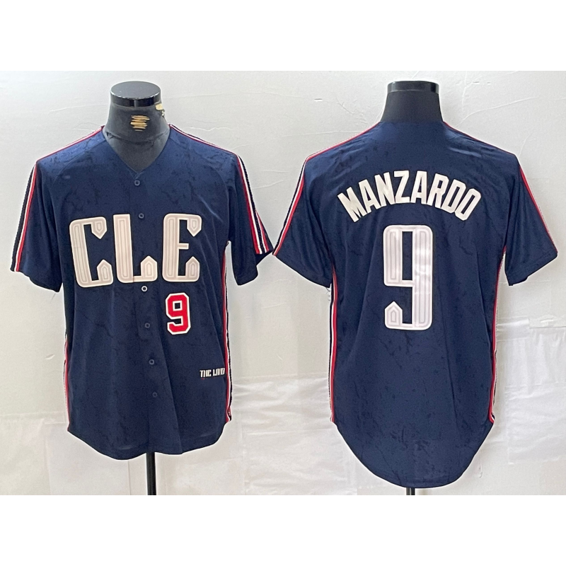 Cleveland Guardians #9 Kyle Manzardo Number Navy HOLBERT 2024 City Connect Limited Stitched Jersey