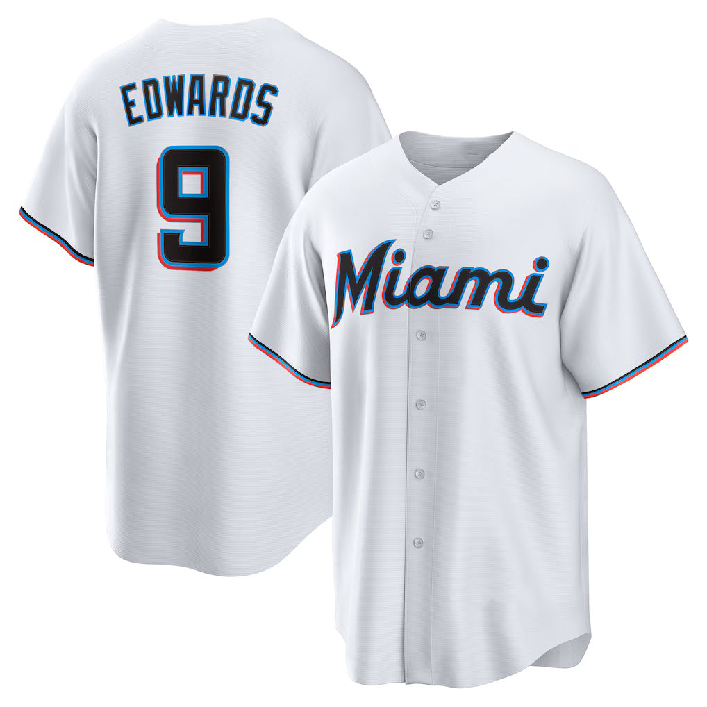 Miami Marlins #9 Xavier Edwards White HOLBERT Home Replica Jersey