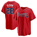Atlanta Braves #28 Matt Olson Red HOLBERT Alternate 2 Replica Jersey