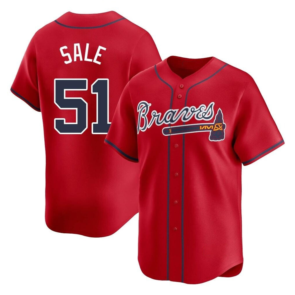 Atlanta Braves #51 Chris Sale Player Red HOLBERT Limited Home Game Stitched Jerseys