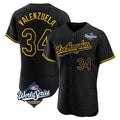 Los Angeles Dodgers #34 Fernando Valenzuela Player Black HOLBERT World Series Snake Skin City Limited Elite Home Stitched Jerseys