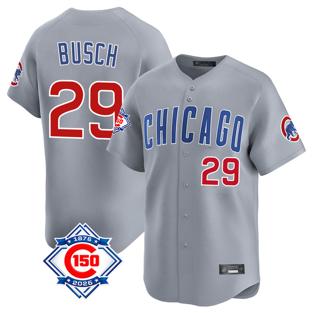 Chicago Cubs #29 Michael Busch Player Gray HOLBERT Road 150th Anniversary Limited Home Stitched Jerseys