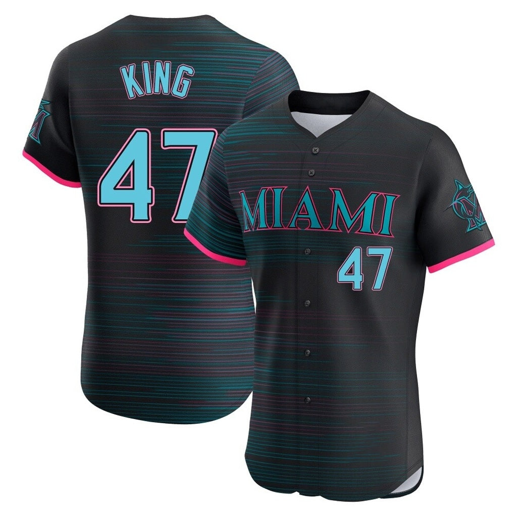 Miami Marlins #47 John King Player Black HOLBERT City Connect Home Limited Elite Stitched Jerseys