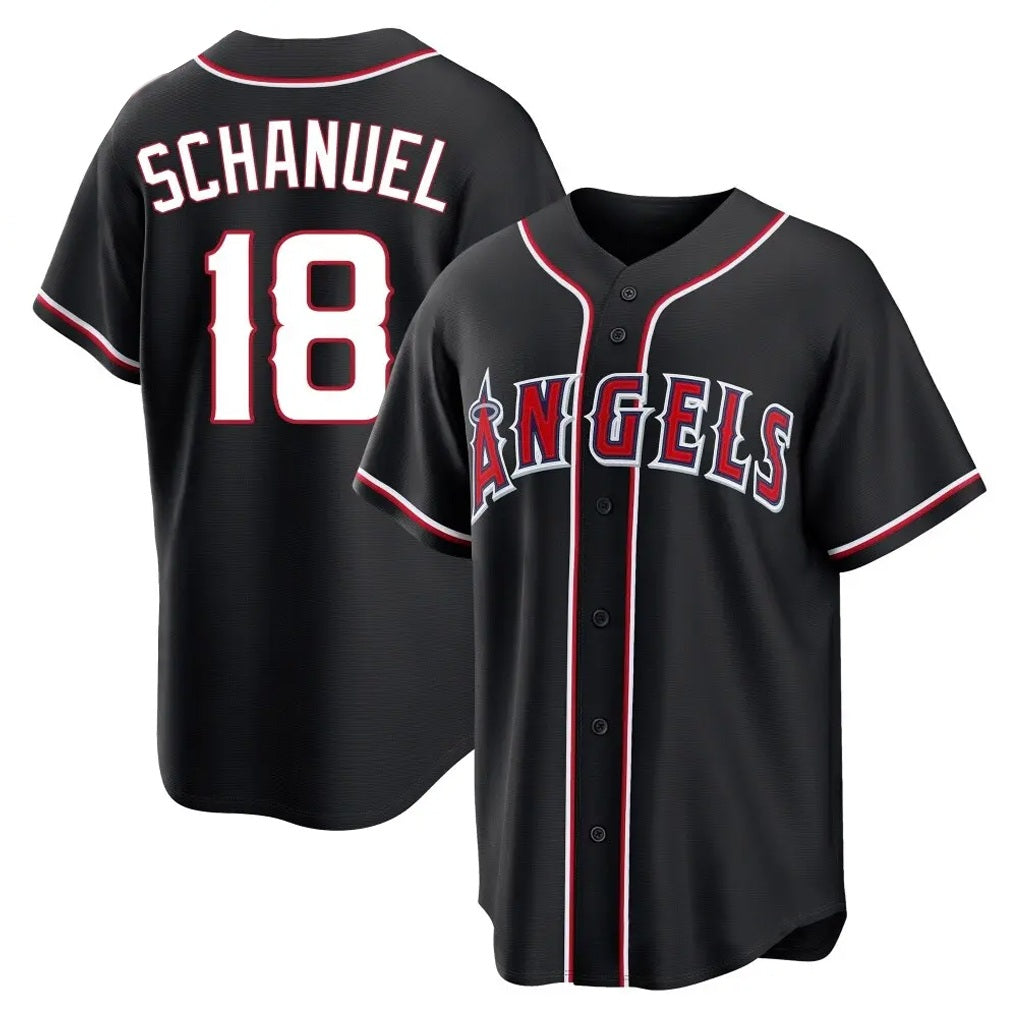 Los Angeles Angels #18 Nolan Schanuel Player Black HOLBERT Fashion Out Home Game Stitched Jerseys