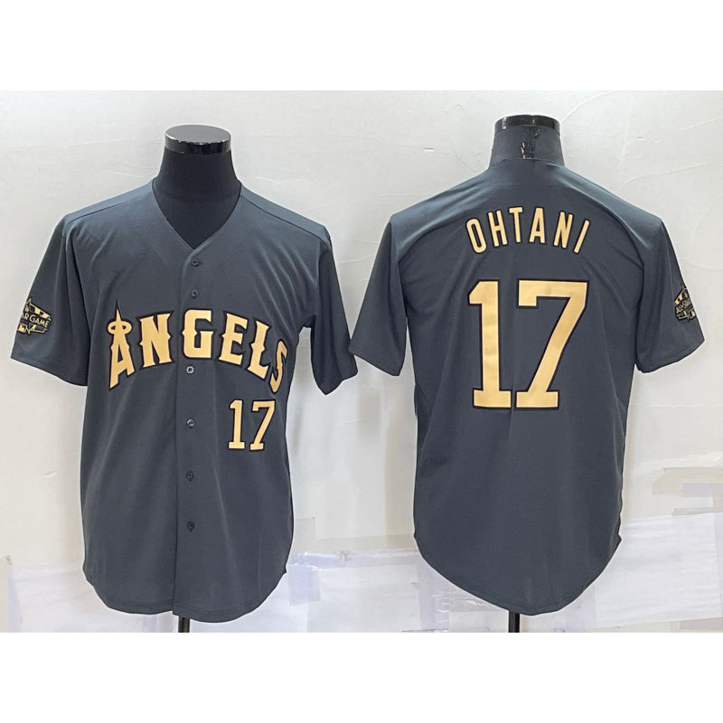Los Angeles Angels #17 Shohei Ohtani Number Grey HOLBERT 2022 All Star Stitched Cool Base Jersey