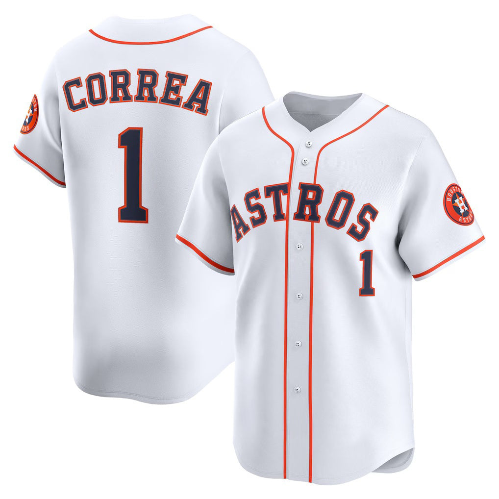Houston Astros #1 Carlos Correa White HOLBERT Home Limited Player Jersey
