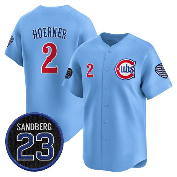 Chicago Cubs #2 Nico Hoerner Blue HOLBERT 'Ryne Sandberg Tribute' Vapor Limited V2 Stitched Jersey