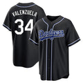 Los Angeles Dodgers #34 Fernando Valenzuela Player Black HOLBERT Carbon Limited Home Stitched Jerseys