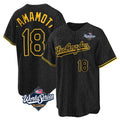 Los Angeles Dodgers #18 Yoshinobu Yamamoto Player Black Gold HOLBERT World Series Limited Home Stitched Jerseys
