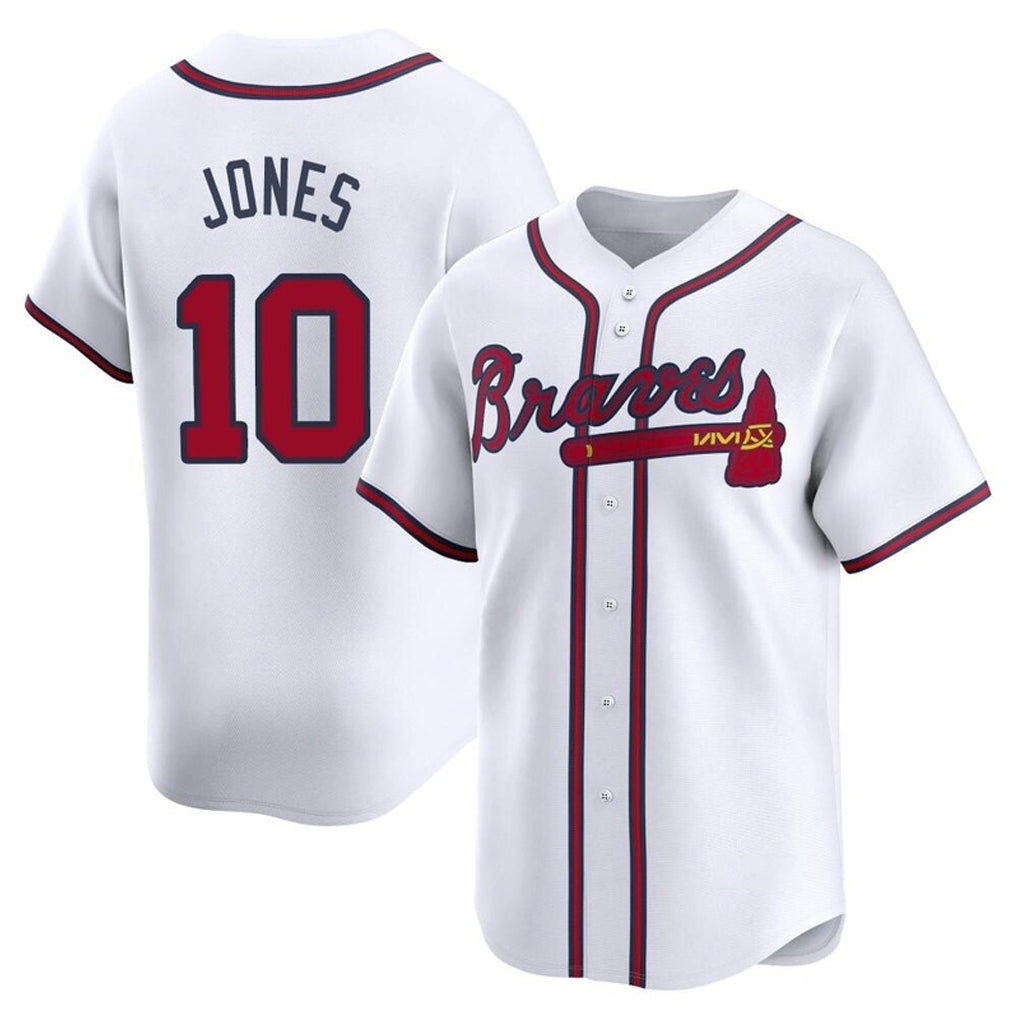 Atlanta Braves #10 Chipper Jones Player White HOLBERT Limited Home Game Stitched Jerseys