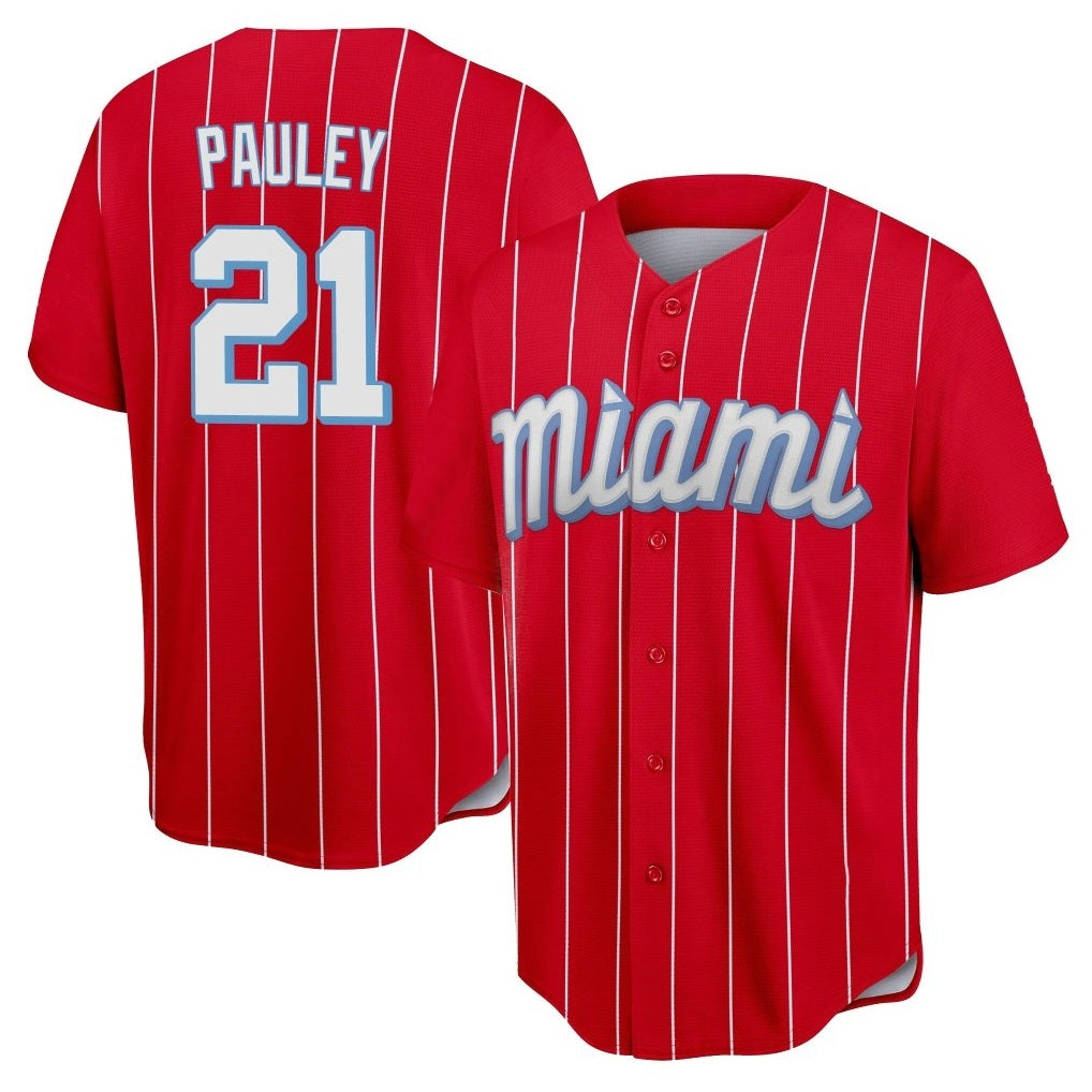 Miami Marlins #21 Graham Pauley Player Red HOLBERT City Connect Home Game Stitched Jerseys