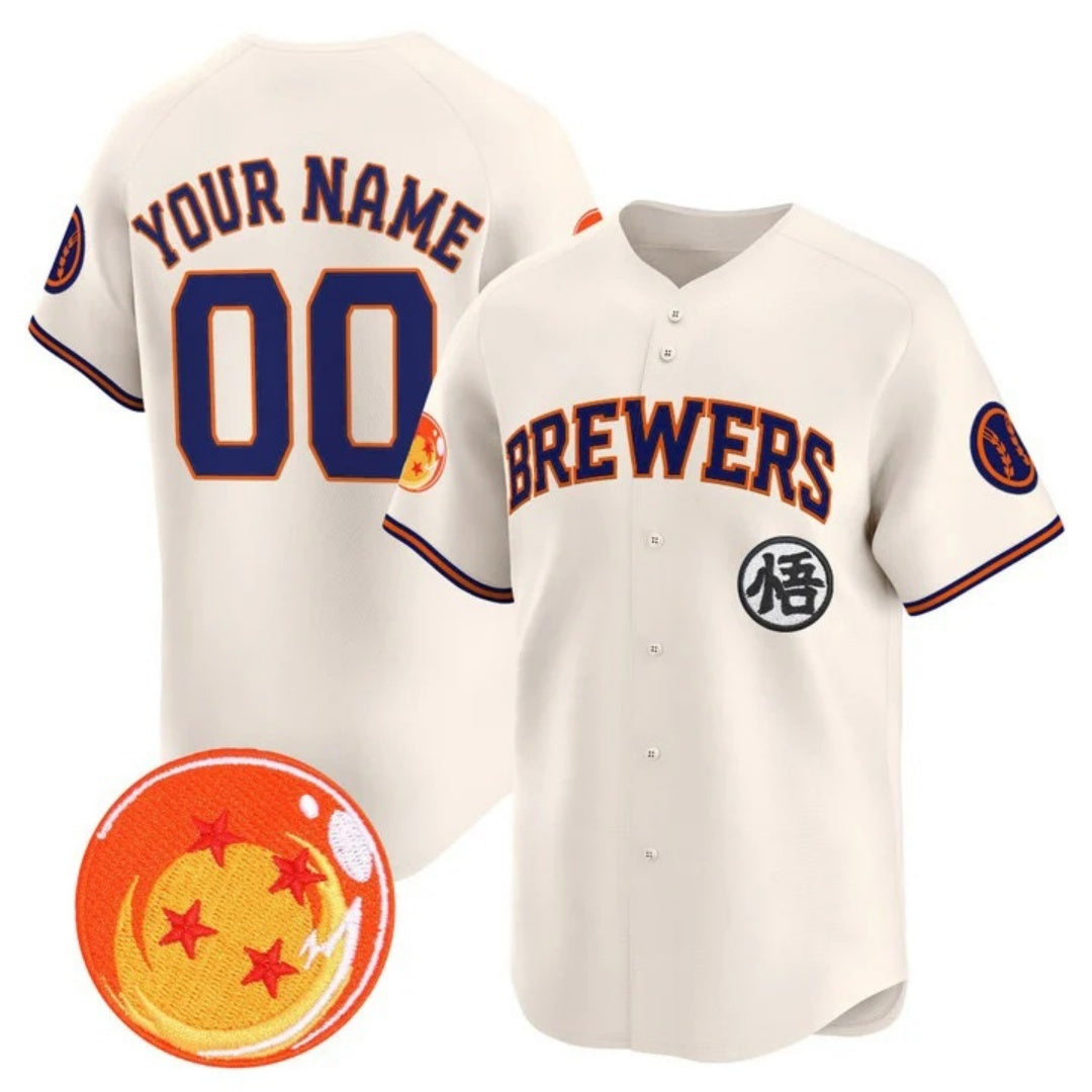 Custom Milwaukee Brewers x Dragon Ball Cream HOLBERT Vapor Premier Limited Jersey - All Stitched