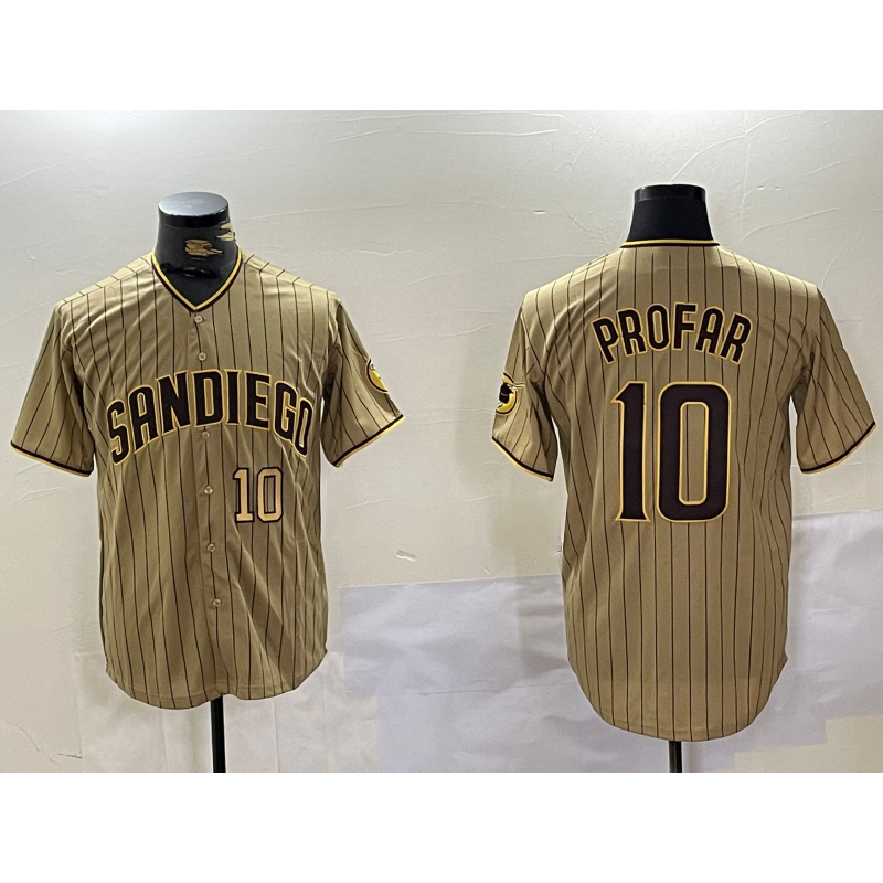 San Diego Padres #10 Jurickson Profar Khaki HOLBERT Team Logo Cool Base Jerseys