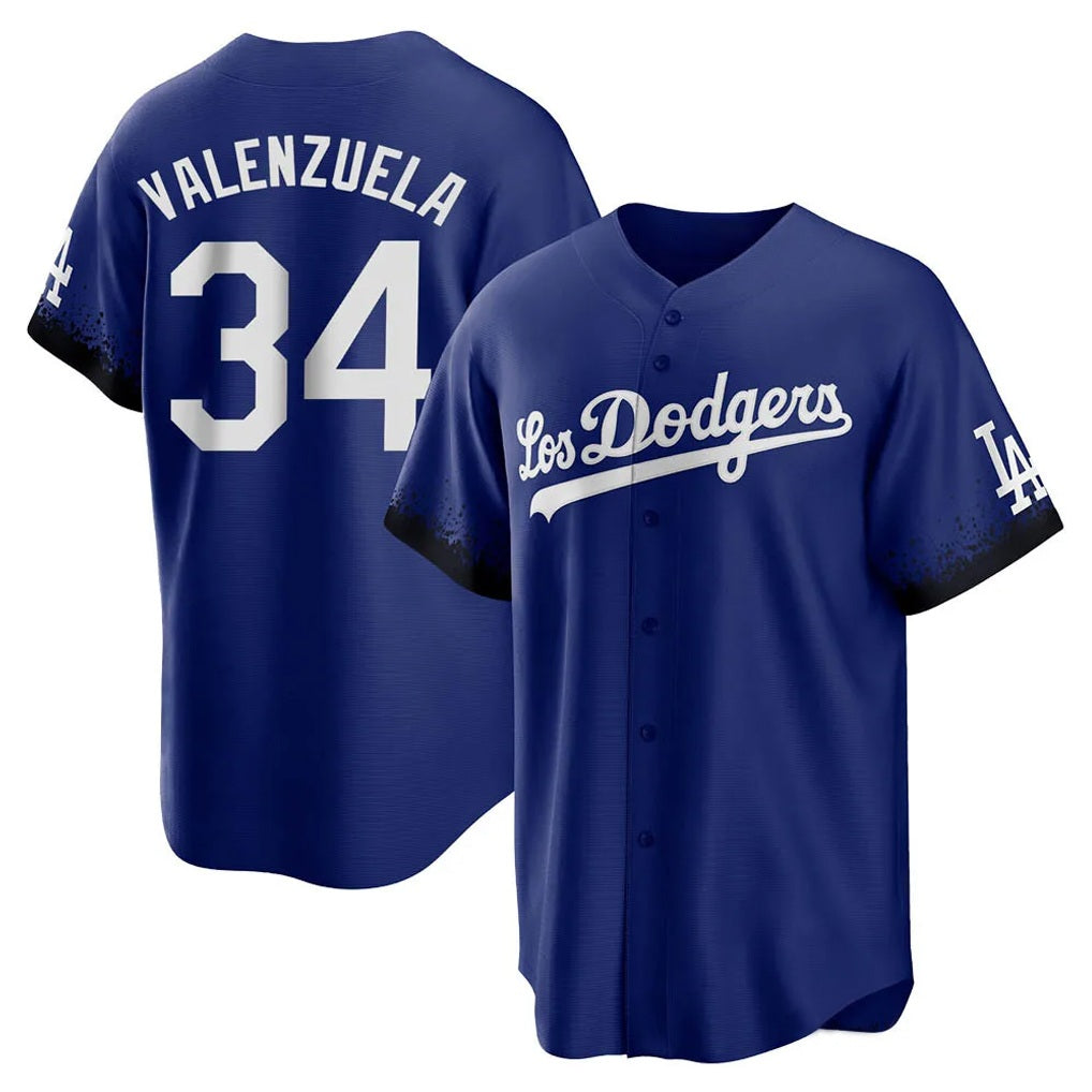 Los Angeles Dodgers #34 Fernando Valenzuela Player Royal HOLBERT City Connect Home Game Stitched Jerseys