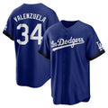 Los Angeles Dodgers #34 Fernando Valenzuela Player Royal HOLBERT City Connect Home Game Stitched Jerseys