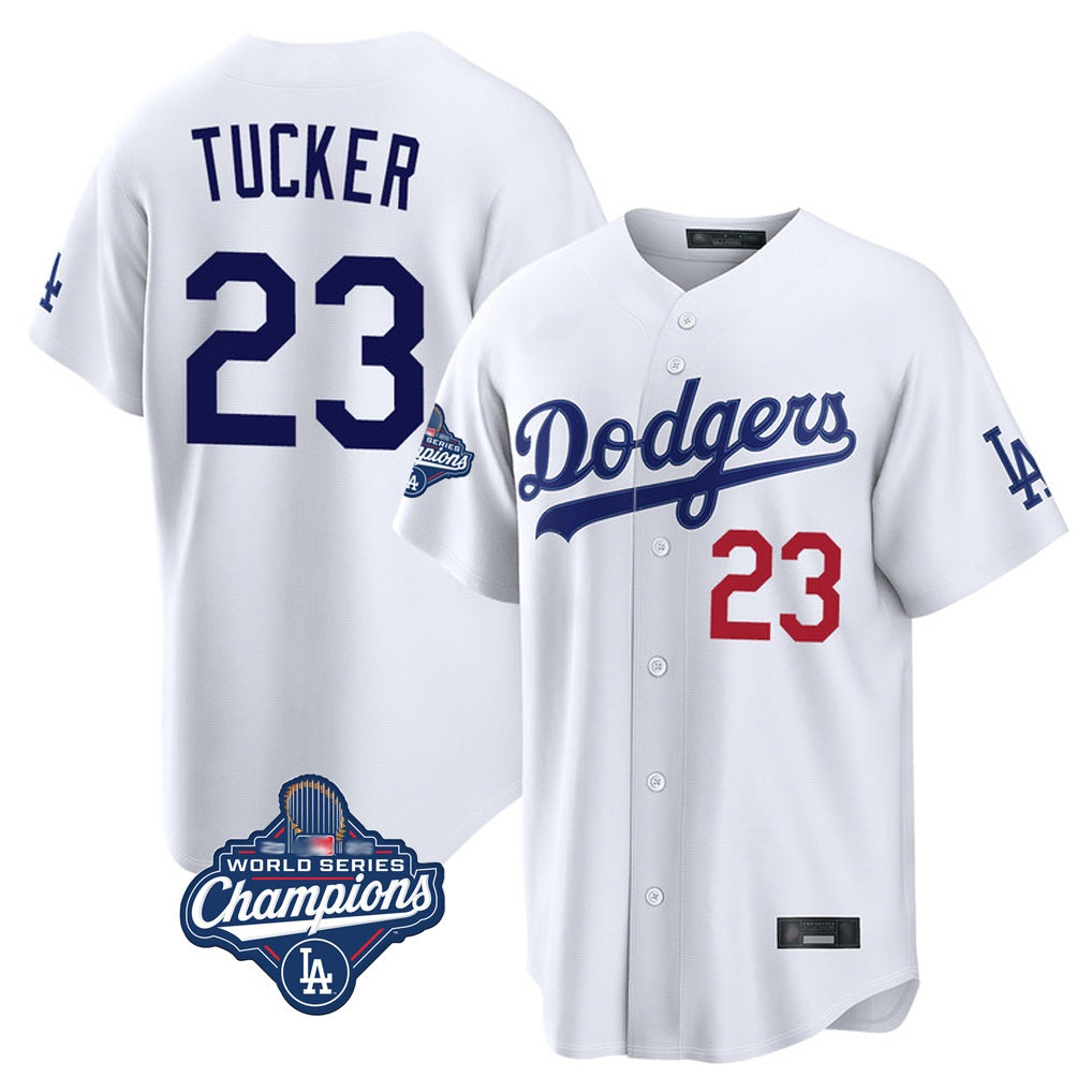 Los Angeles Dodgers #23 Kyle Tucker Player White HOLBERT World Series Meet Home Game Stitched Jerseys