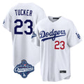 Los Angeles Dodgers #23 Kyle Tucker Player White HOLBERT World Series Meet Home Game Stitched Jerseys