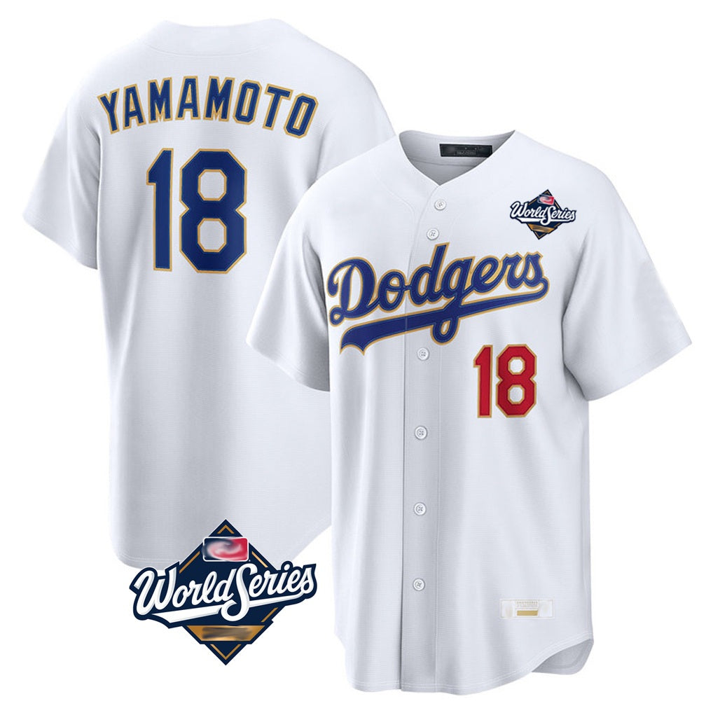 Los Angeles Dodgers #18 Yoshinobu Yamamoto Player Gold White HOLBERT World Series 2026 Collection Stadium Limited Stitched Jerseys