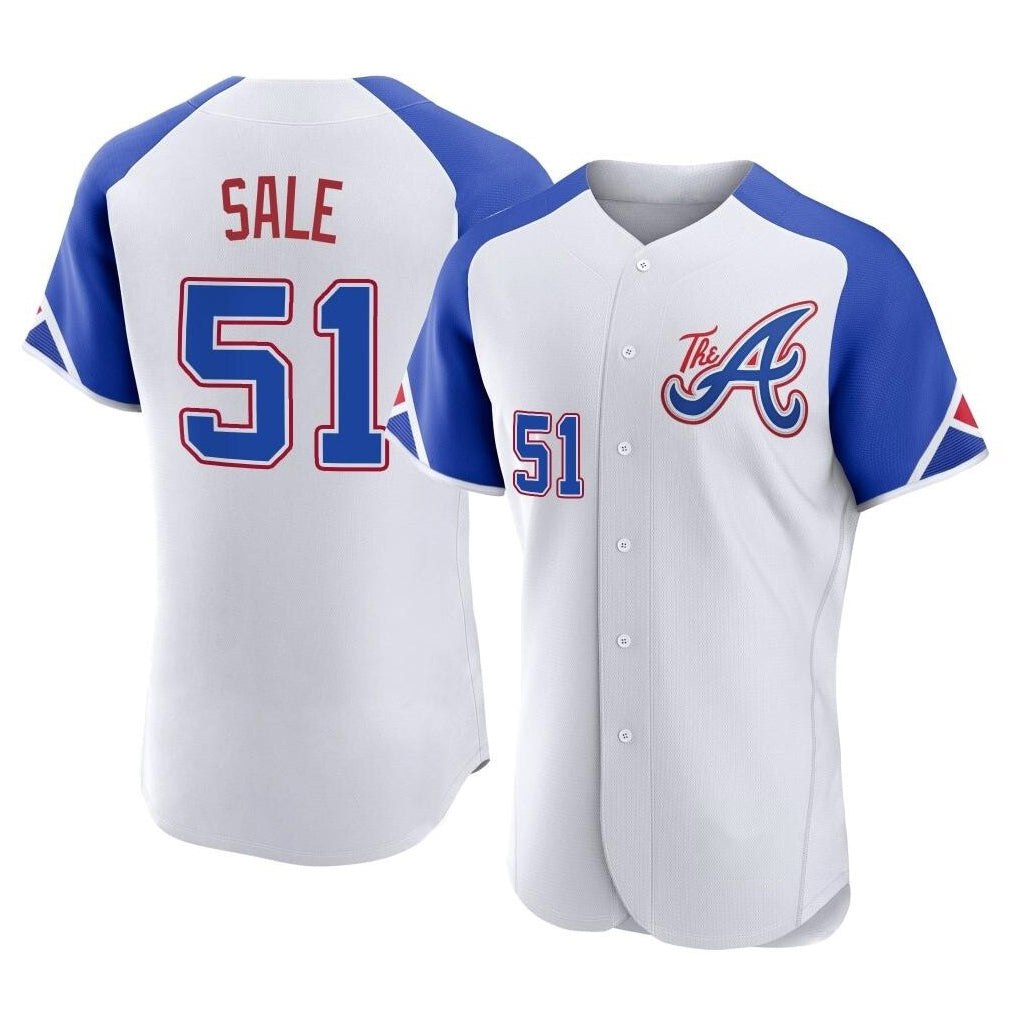 Atlanta Braves #51 Chris Sale Player White HOLBERT City Connect Limited Elite Home Game Stitched Jerseys