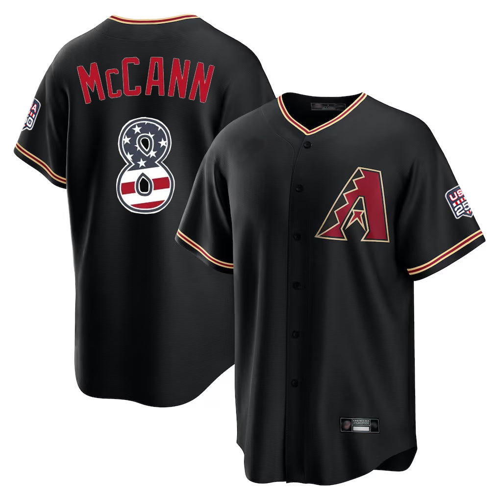 Arizona Diamondbacks #8 James McCann Player Black HOLBERT USA 250 Fourth of July Game Home Stitched Jerseys