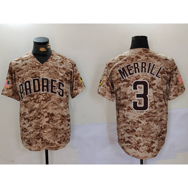 San Diego Padres #3 Jackson Merrill Camo HOLBERT Cool Base Stitched Jersey