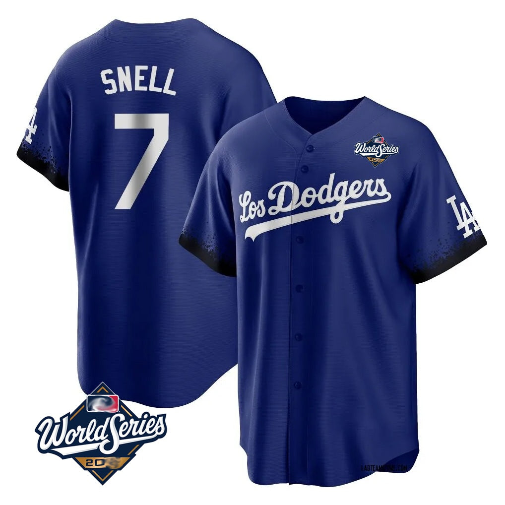 Los Angeles Dodgers #7 Blake Snell Player Royal HOLBERT City Connect Game World Series Stitched Jerseys