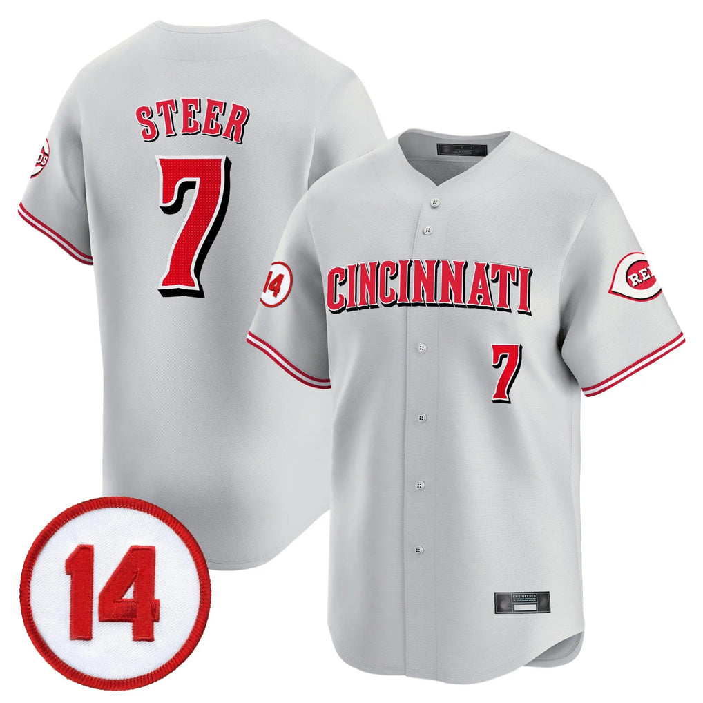Cincinnati Reds #7 Spencer Steer Player Gray HOLBERT Vapor Premier Limited Home Stitched Jerseys