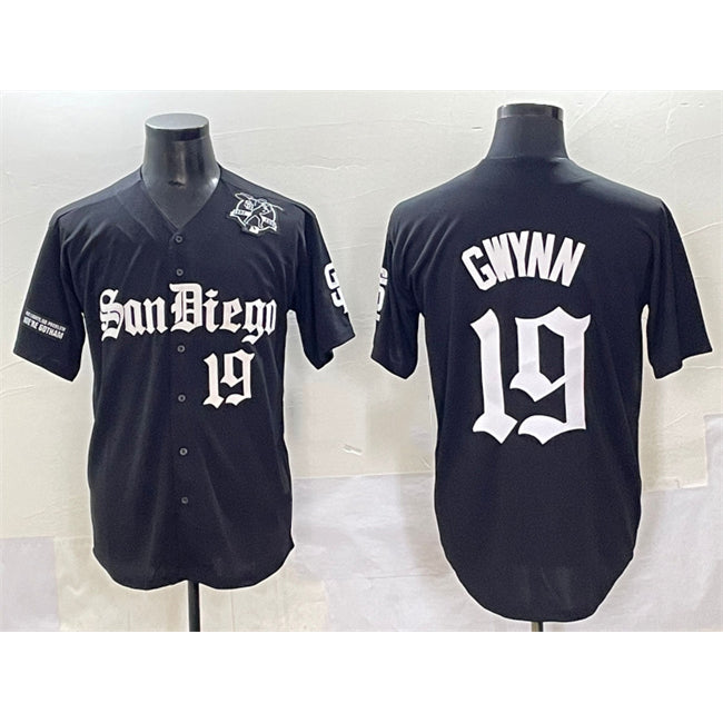San Diego Padres #19 Tony Gwynn Black HOLBERT Gothic Edition Vapor Limited Stitched Jersey